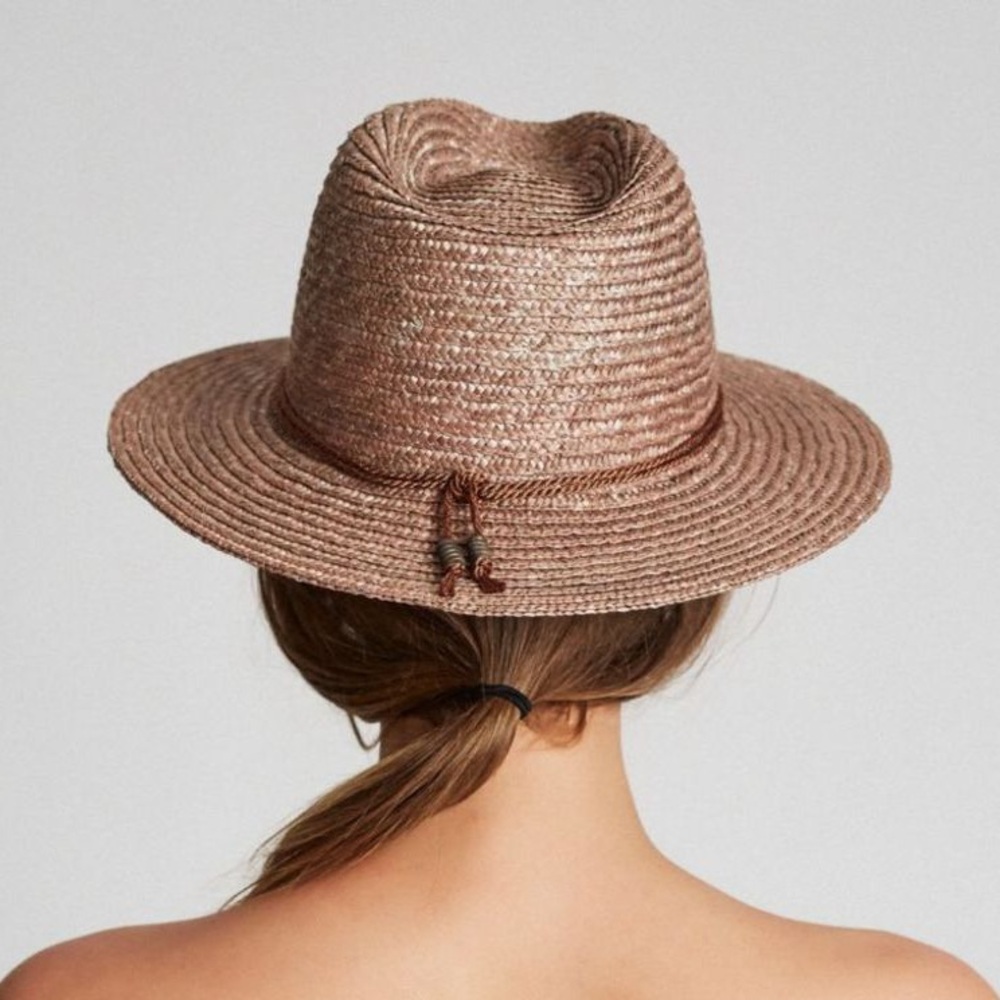 Brixton Rose Gold Straw Fedora Hat